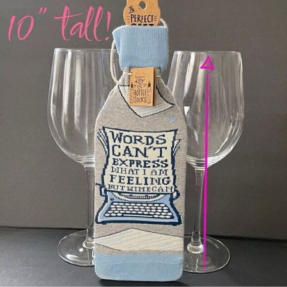 Primitives by Kathy Bottle Sock 10” Clear Glass Wine Glass Set Bundle of 3 - Picture 1 of 16